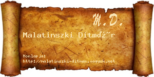Malatinszki Ditmár névjegykártya