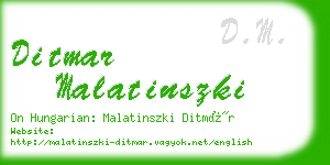 ditmar malatinszki business card